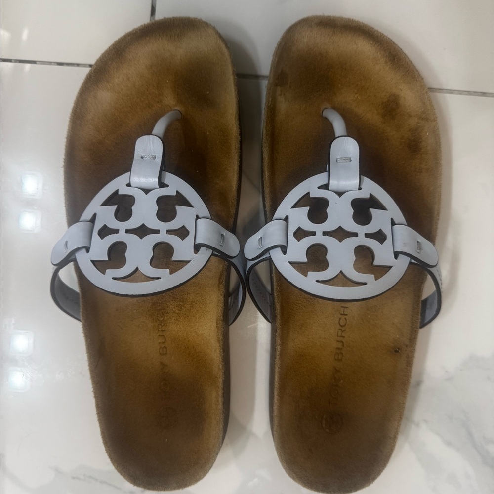 Tory Burch White and Tan Sandals